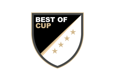Shield logo for 'Best Of Cup' with a black and white shield design and gold stars. Sits on a transparent background