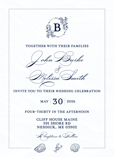 Coastal New England Wedding Invite Design