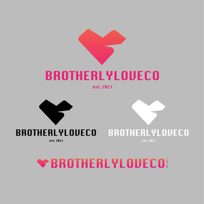Collection of BrotherlyLoveCo logos in different colors on a gray background
